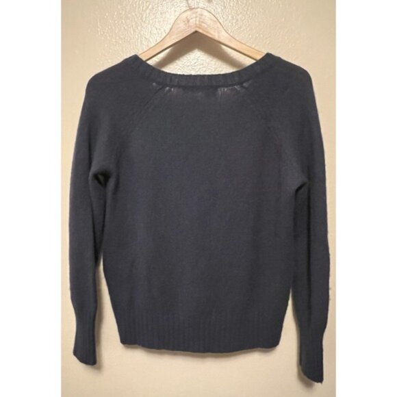 360 Cashmere V Neck Wool & Cashmere‎ Blend Sweater Dark Blue Navy Women's Size M - Picture 4 of 11